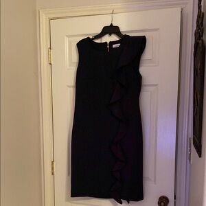 Calvin Klein Black Asymmetrical Sheath Dress